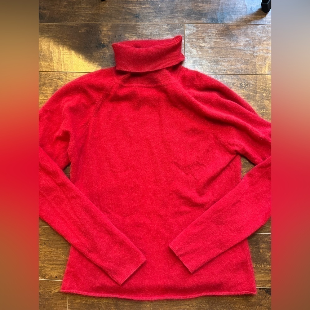 Gene Meyer Red Turtle Neck 100% Cashmere Sweater size XL